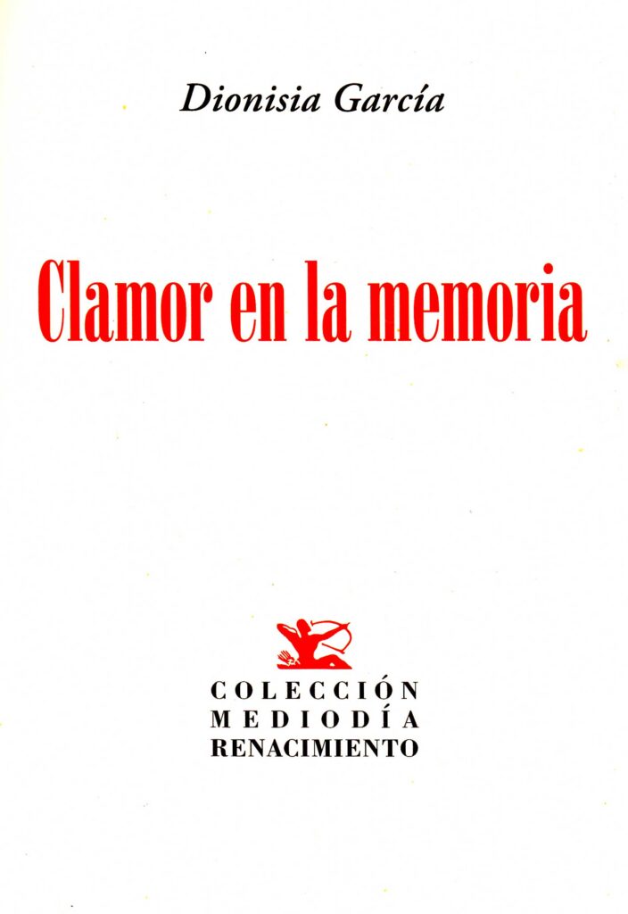 Portada del libro Clamor en la memoria de Dionisia García